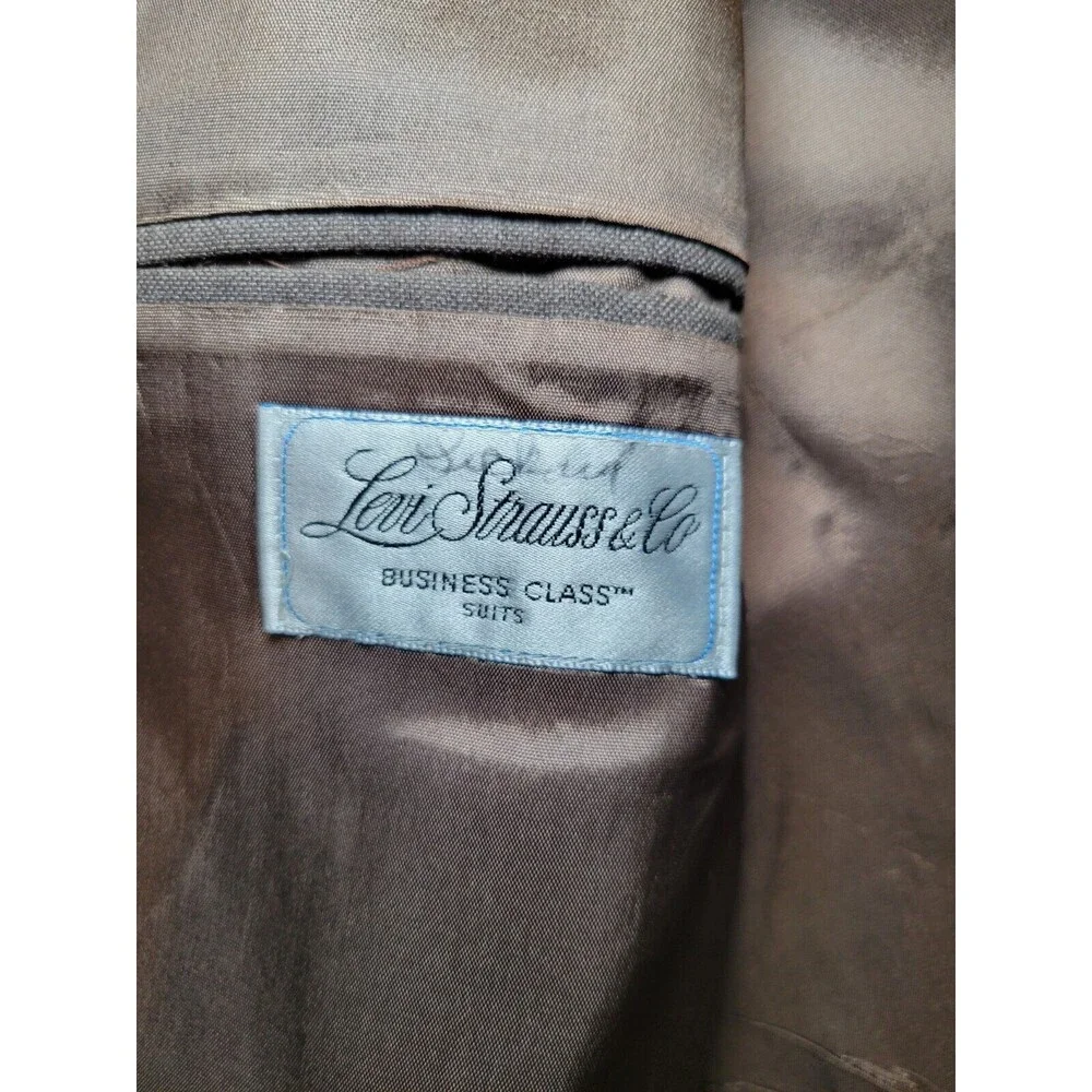 Vintage Levi Strauss Co Business Class Suit 2 Button Brown 46R Mens Blazer Coat‎